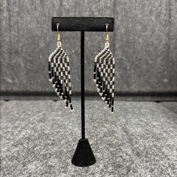 El Paso Saddle Jewelry - Black and Silver Geometric Drop Earrings